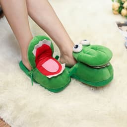 image-Douyin same style funny mouth can move slippers autumn and winter crocodile cotton slippers cartoon cold-proof foreign style couple students