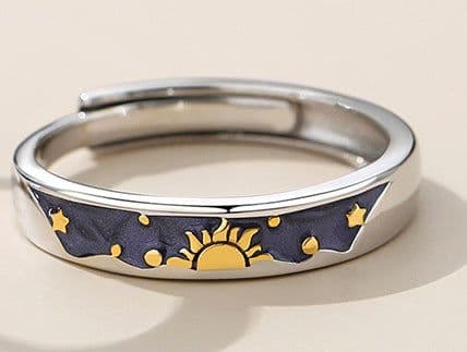 image-Huayou Couple Ring Set Sun Moon Adjustable