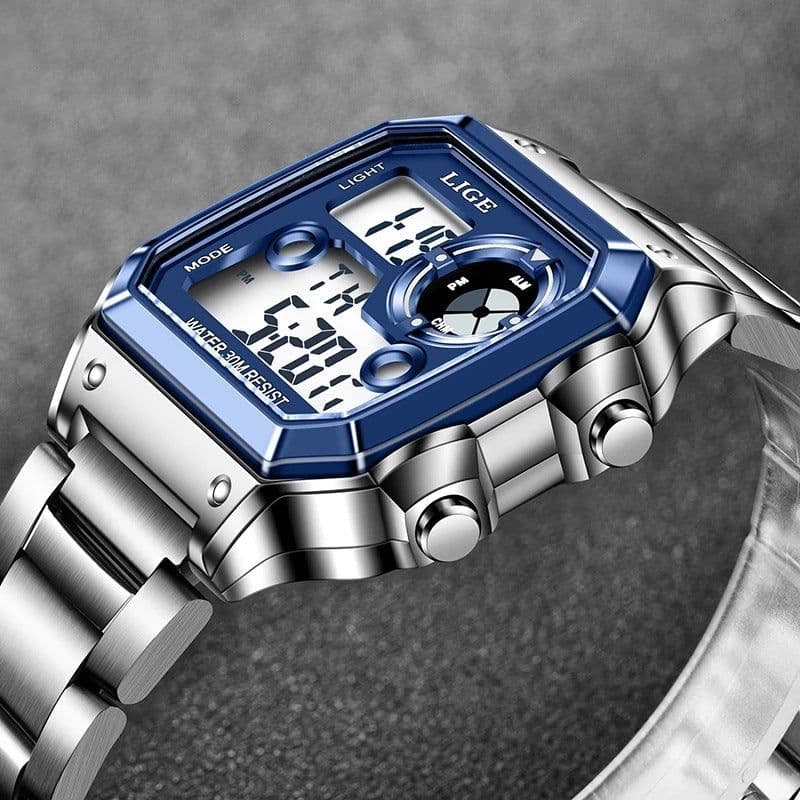 image-Lige LG8921 Electronic Watch - 40mm Silver 30M Water-Resistant