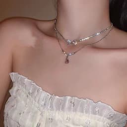 image-Ni Qi Jewelry Double-Layer Diamond Necklace - Clavicle Chain