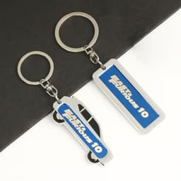 image-Cross-border wholesale anti-lost license plate key chain fast and furious key male car pendant metal gear key chain