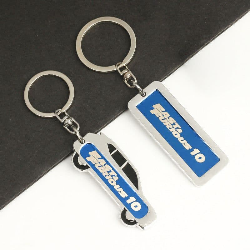 image-Cross-border wholesale anti-lost license plate key chain fast and furious key male car pendant metal gear key chain