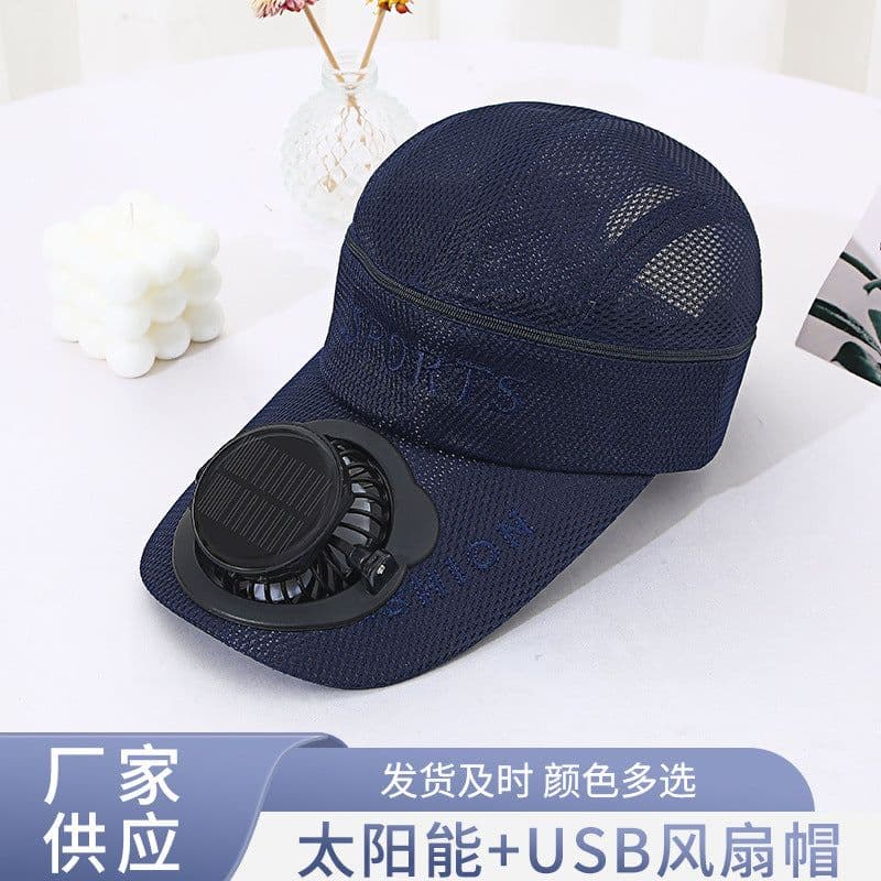 image-Summer Solar Charging Fan Hat - Men's Women's
