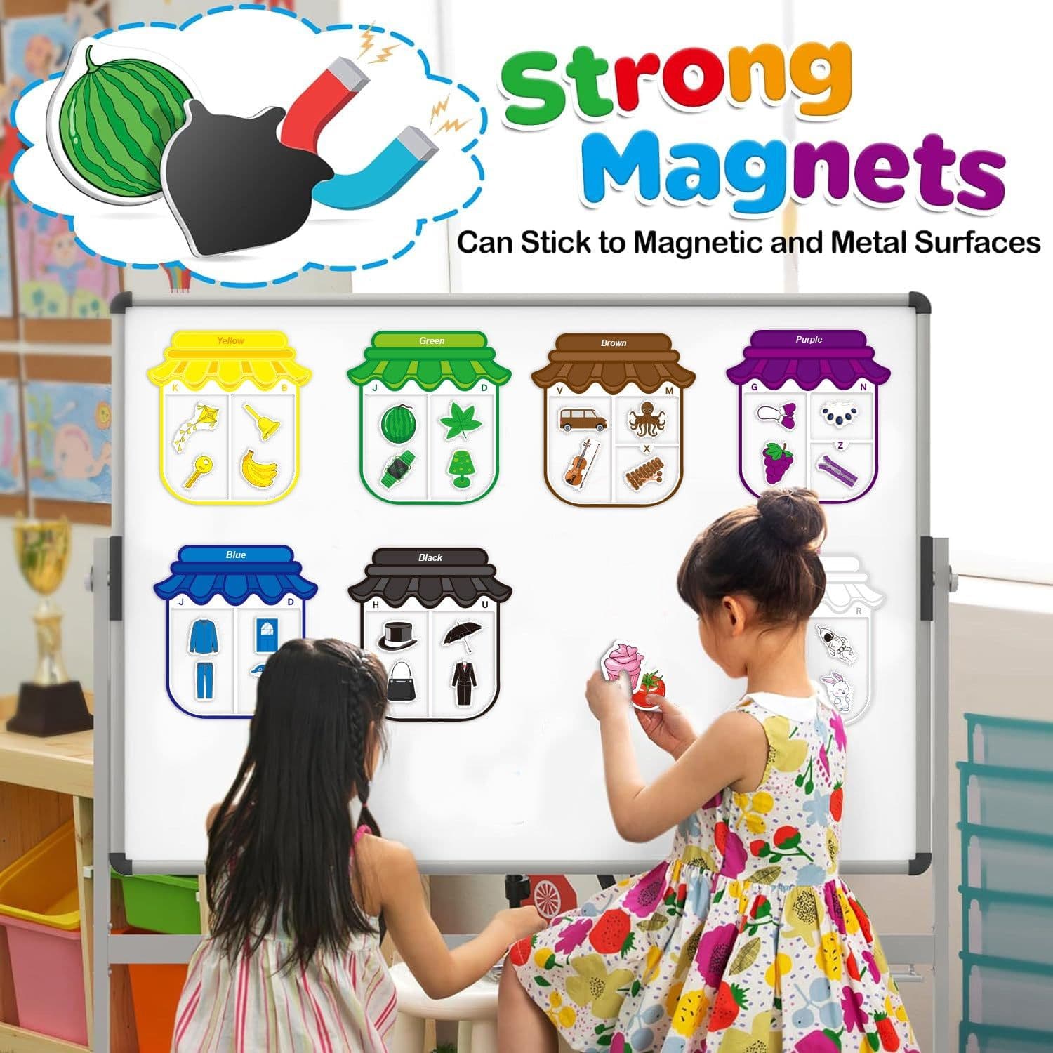 image-Magnetic Color Sorting Toy Alphabet Game Learning Letter Recognition Colorful Shape Matching Kids Fridge Magnet