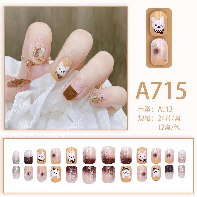 image-Autumn and winter gentle, sweet and pure desire INS style manicure wear nail polish girl whitening printed ice transparent fake nail polish