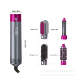 image-Zhuo Yue 5-in-1 Hot Air Comb Curler - Rose Red
