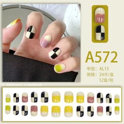 image-Winter fresh and simple pure lust style bride dance wear nails rainbow love rose fake nails wholesale