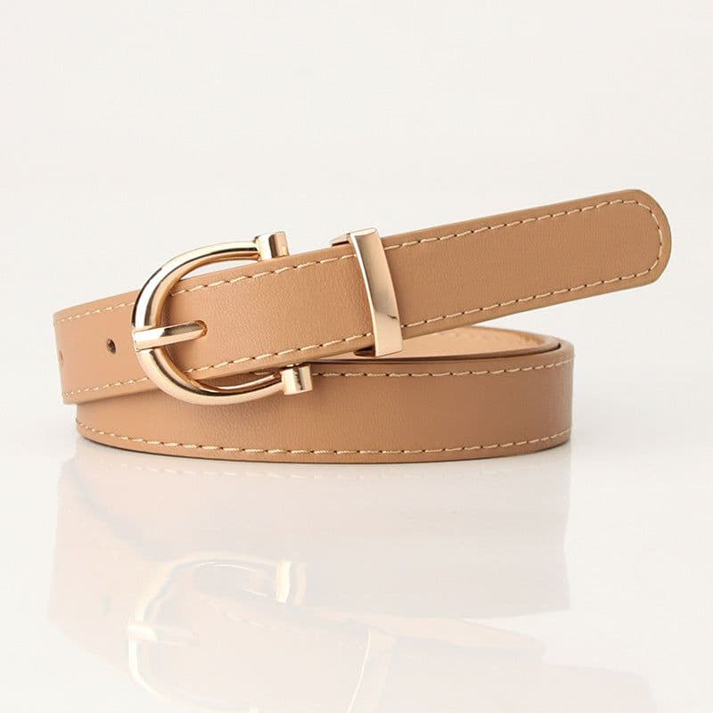 image-Korean Fashion Belt for Ladies - Imitation Leather, Alloy Buckle, Decorative Thin Jeans Belt