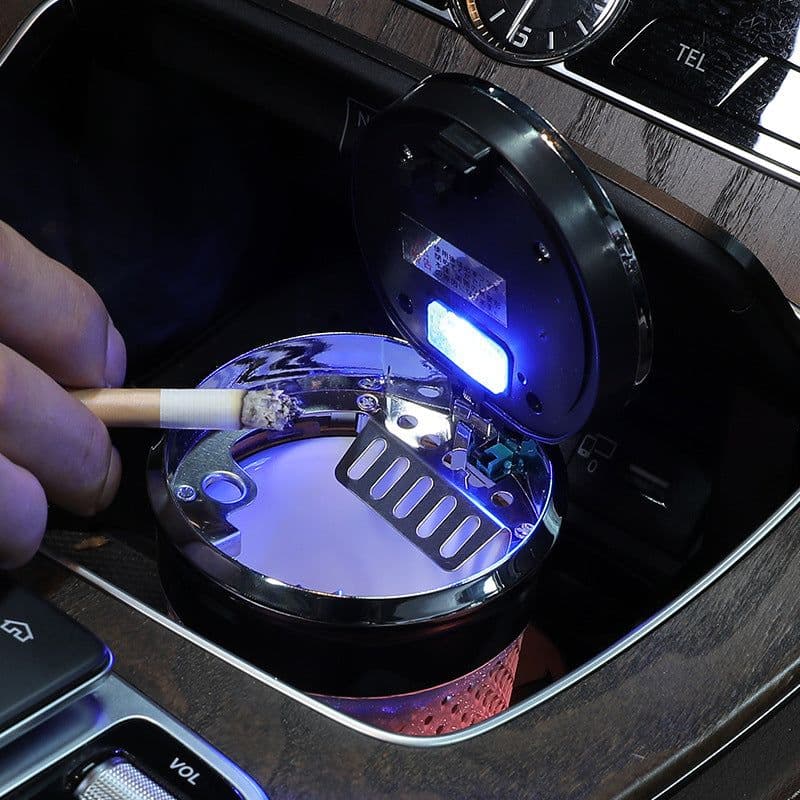 image-LED Car Ashtray with Cover - Colorful Air Outlet Mount