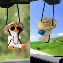 image-Cross-border auto supplies car swing duck rearview mirror pendant wholesale car interior decoration duckling car ornaments tide