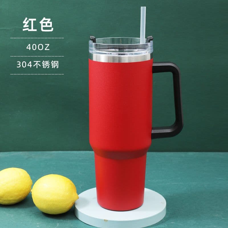 image-Qihao 40oz Stainless Steel Vacuum Insulated Car Cup - Dark Blue, 30oz Capacity