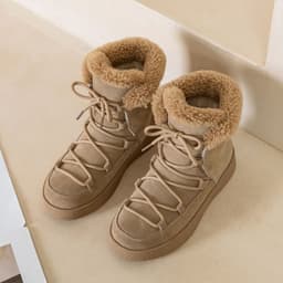 image-Ju Ren Winter Snow Boots - Camel Cow Suede Thick Heel - 2022