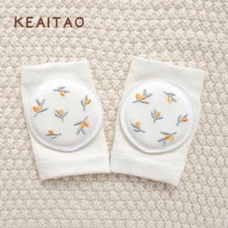 image-Cute baby knee pads for boys and girls crawling protective gear baby toddler anti-fall pure white sponge elbow pads summer thin