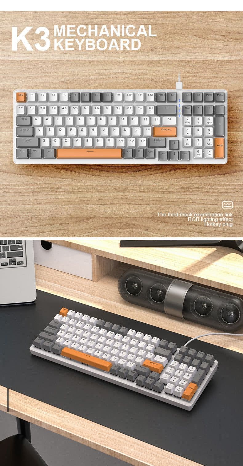 image-Free Wolf K3 Mechanical Gaming Keyboard 100 Keys