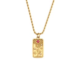image-European and American ins fashion retro popular hot selling pendant jewelry stainless steel rectangular zircon tarot necklace