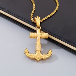 image-Kalen Titanium Steel Anchor Necklace - Gold - Retro Men's Fashion Jewelry