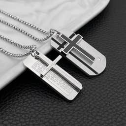 image-Men's Titanium Steel Cross Necklace Triple Use - Type B (63 characters)