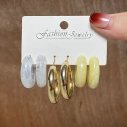 image-Acrylic Pearl Earring Set - 5 Pairs Mixed Style Women