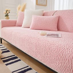 image-Erfeng Velvet Sofa Cushion - Pink Sherpa - Universal Non-Slip Design