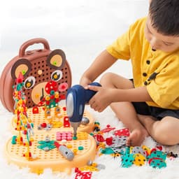 image-Baby Puzzle Toolbox Electric Screwdriver Toy Set