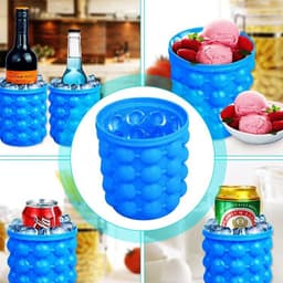 image-Large Silicone Ice Cube Maker, Blue, Round Baking Mold