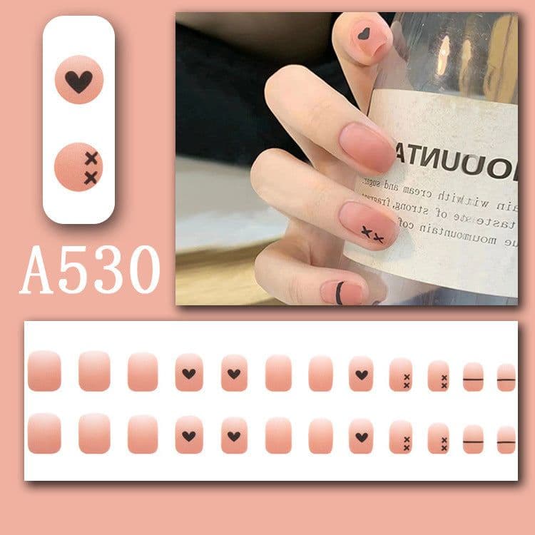 image-Summer fresh, sweet and cool style manicure, wearable nail pieces, French line blending, removable fake nail pieces, finished products wholesale