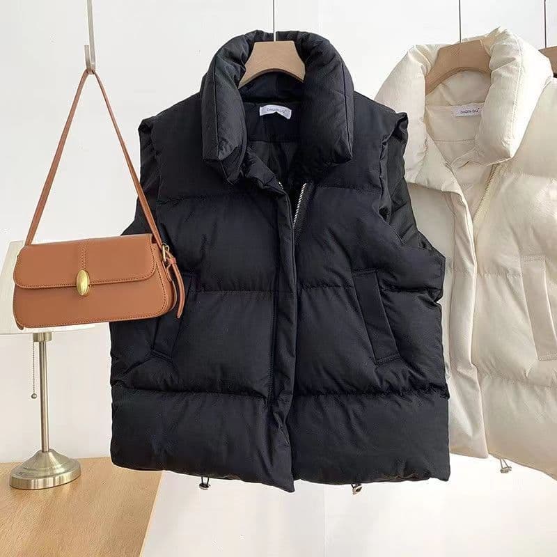 image-Cotton vest women's 2022 autumn and winter Korean version of the small fragrance stand-up collar new sleeveless cotton vest vest wearing vest jacket trendy