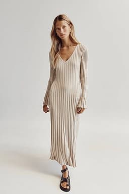 image-Knitted V-Neck Long Skirt for Women - 2023 Slim Fit