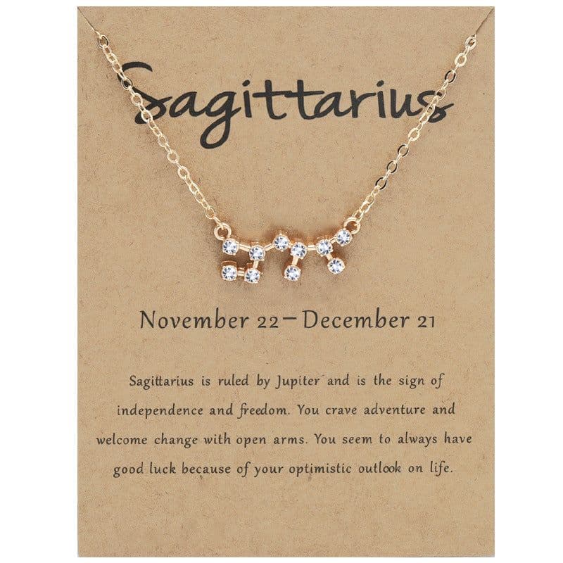 image-Yulu 12-Constellation Diamond Necklace Alloy Clavicle Chain - Brown
