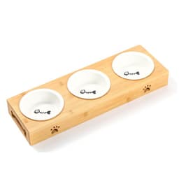 image-Bamboo Frame Ceramic Pet Bowl - Large Bamboo, Stainless Steel