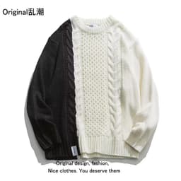 image-Couple Sweater - Color Block Knit Dark Style