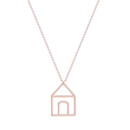 image-New Gold Stainless Steel House Pendant Necklace Small Simple Stylized Clavicle Chain