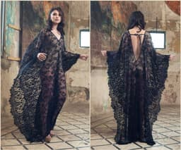 image-7195 Super large positioning flower eyelash lace beach blouse, loose long robe, long holiday skirt