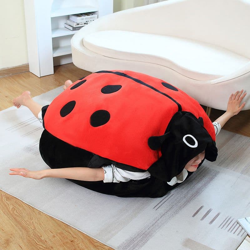 image-Cute Doodle Ladybug Plush Pillow - 150cm Soft