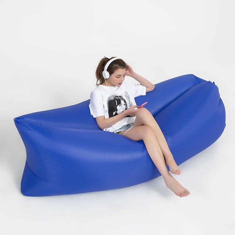 image-Inflatable Red Beach Sofa Air Bed Single Deck Portable Camping Chair (57 characters)
