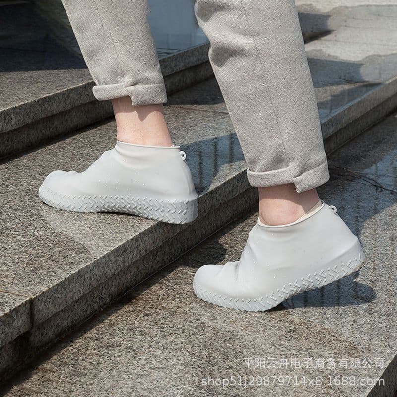 image-Rain shoe cover thickened washable rainy day waterproof rainproof anti-slip wear-resistant bottom outdoor men and women adult children silicone shoe cover