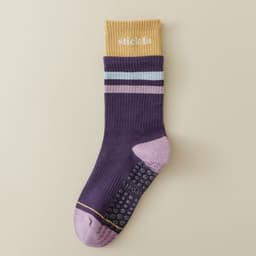 image-Women's Yoga Socks - Purple Cotton Mid-Tube Non-Slip
