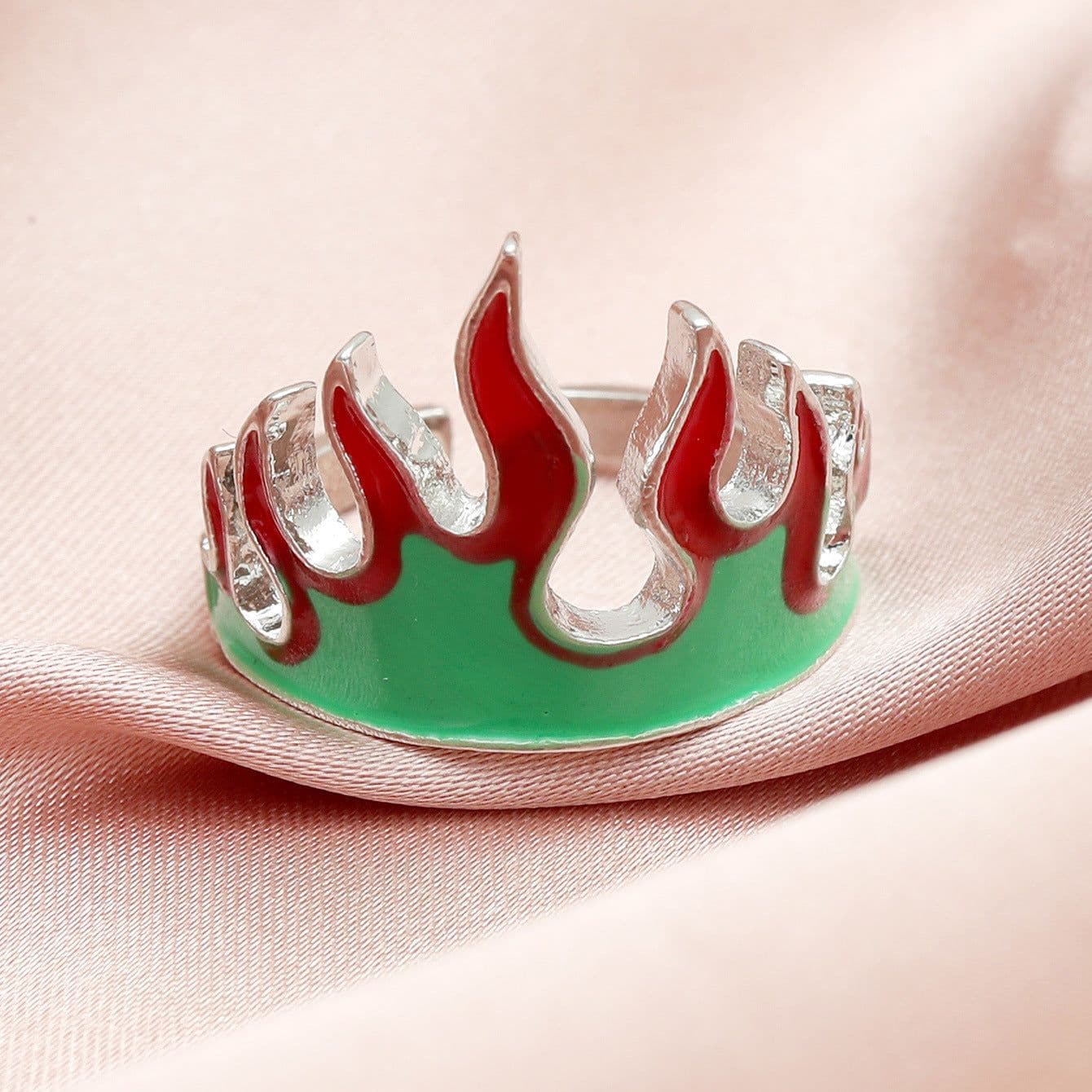 image-Ke Anni Flame Ring - Green Adjustable Alloy
