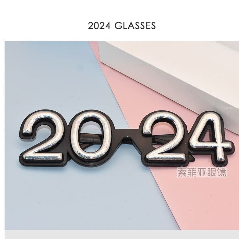 image-2024 Digital Glasses Cross-border New Year's Eve Party Decoration Christmas Glasses Digital Funny Sunglasses