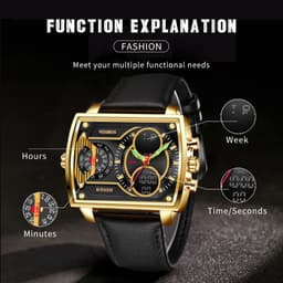image-FOXBOX Quartz Watch Men 47mm Rectangle Mesh Silver