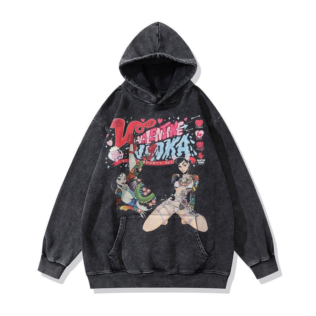 image-Cotton Fleece Hoodie - Kangaroo Pocket Loose Fit XXL