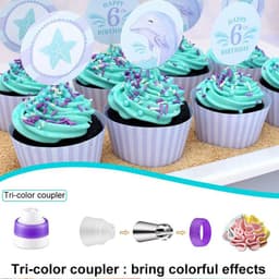 image-420-Piece Cake Turntable Decorating Kit - Stainless Steel Molds