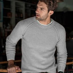 image-Men's Acrylic Knit Sweater - Yellow Crew Neck