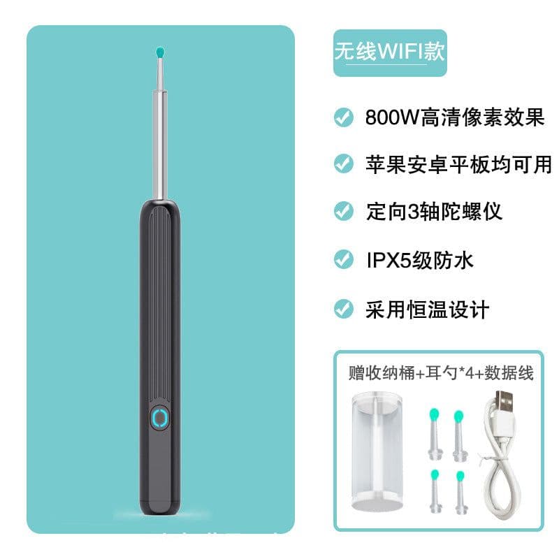 image-Ear Spoon Endoscope with LED Light - Black White
