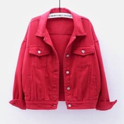 image-Women's Denim Jacket - Dark Blue Short Casual