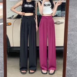 image-Korean Women's High Waist Black Pants Spring Summer
