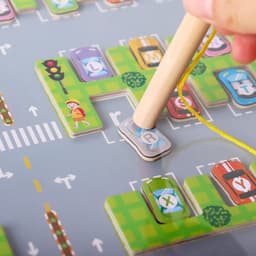 image-Magnetic Letter Matching Parking Maze Game - Wood