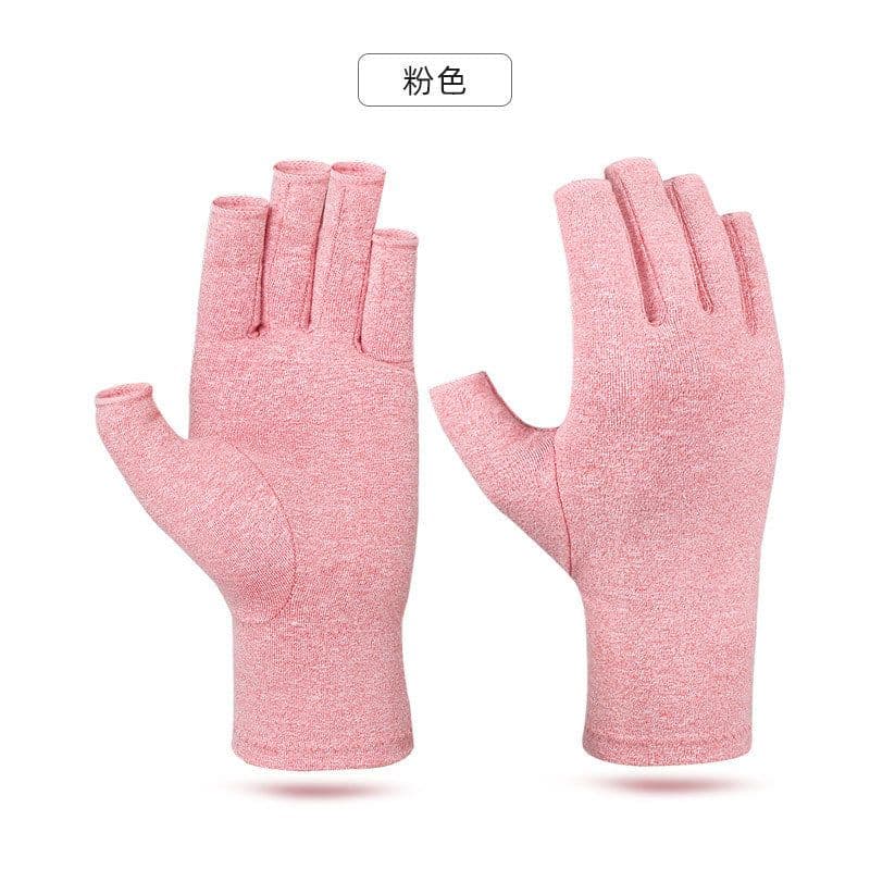 image-Cotton Polyester Half-Finger Cycling Gloves Grey L