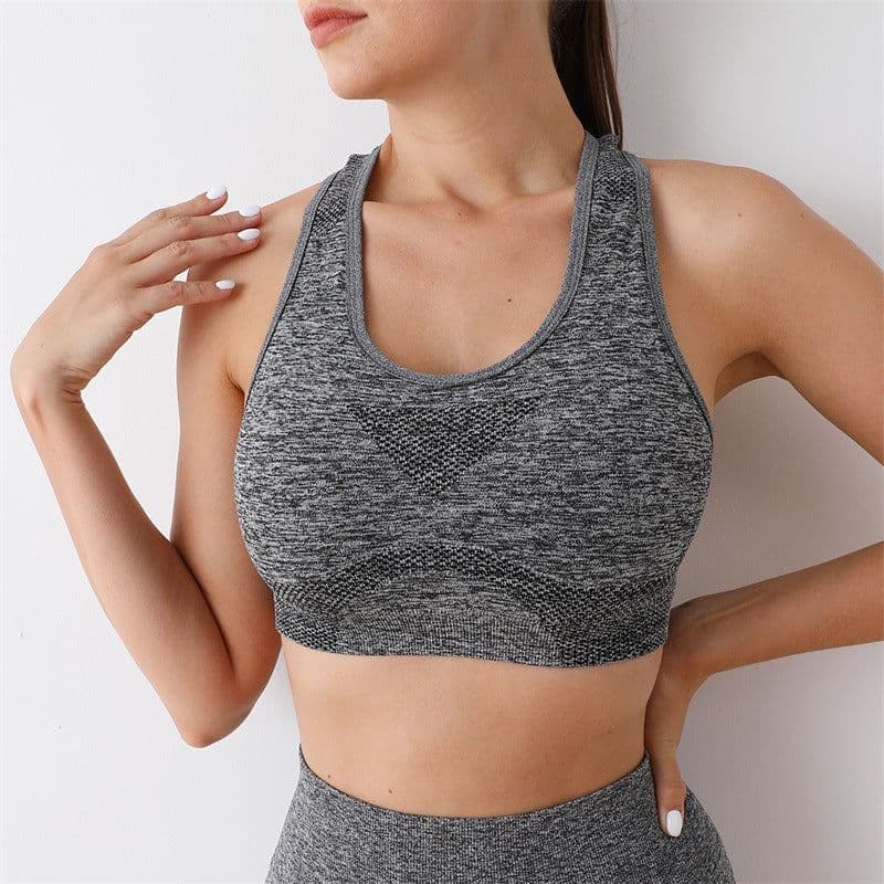 image-Dai Jiaoyi Pink Yoga Sports Bra with Chest Pad - XL, Nylon/Nylon