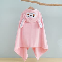 image-Bo Chuhui Long-eared Monkey Hooded Bathrobe - Purple Coral Fleece
